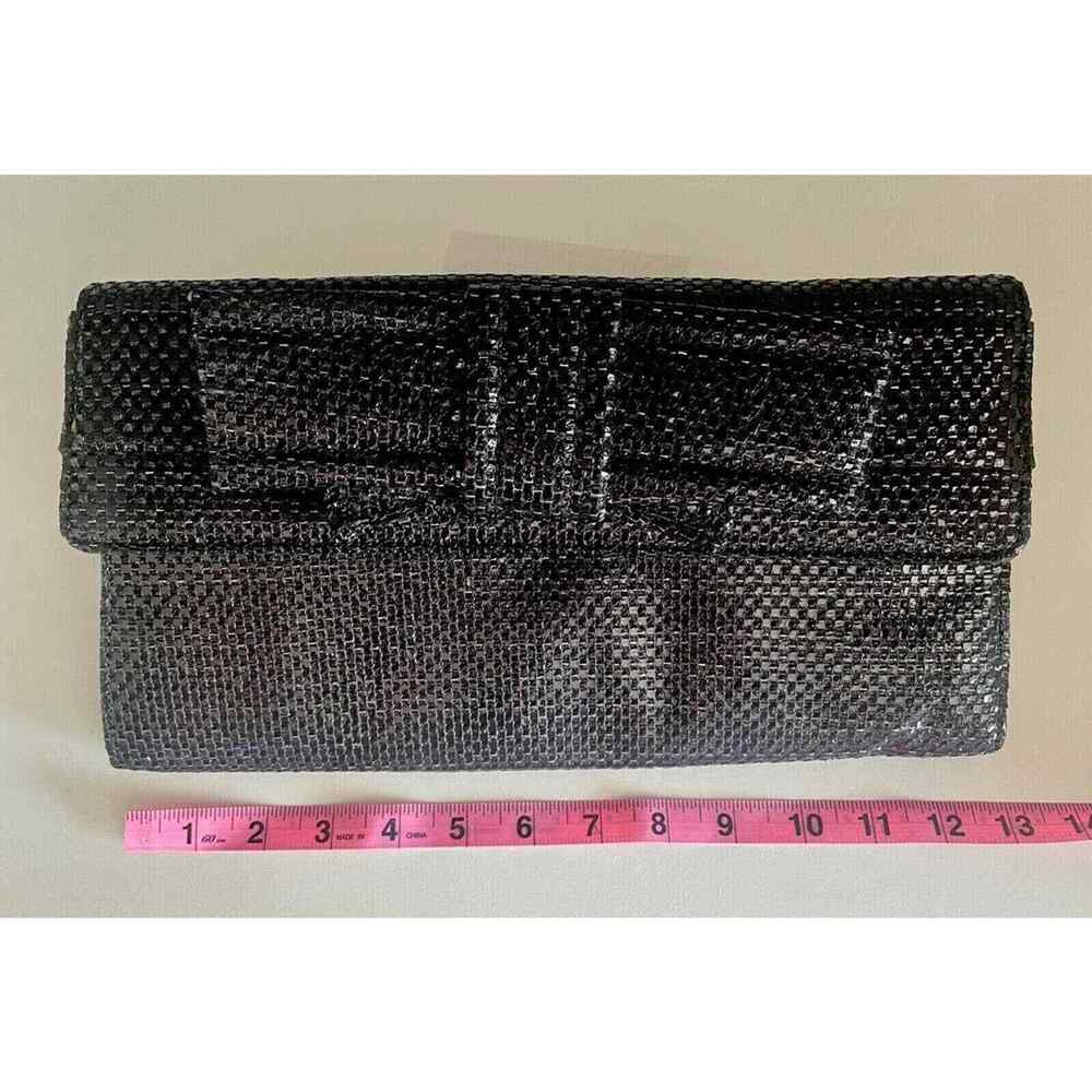 Black Clutch Bag New Maxx New York with Gold Chain and front bow
